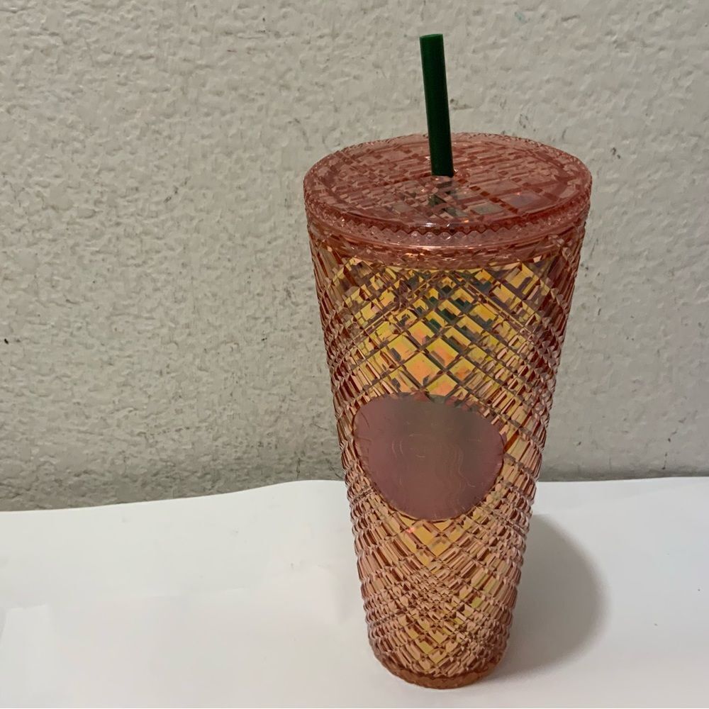 New 2021 Holiday Starbucks Rose Gold Jewel Straw Tumbler Cold Cup Venti 24oz